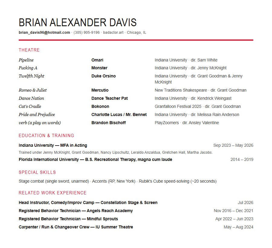 Preview of Brian Alexander Davis's full resume — click to open the PDF